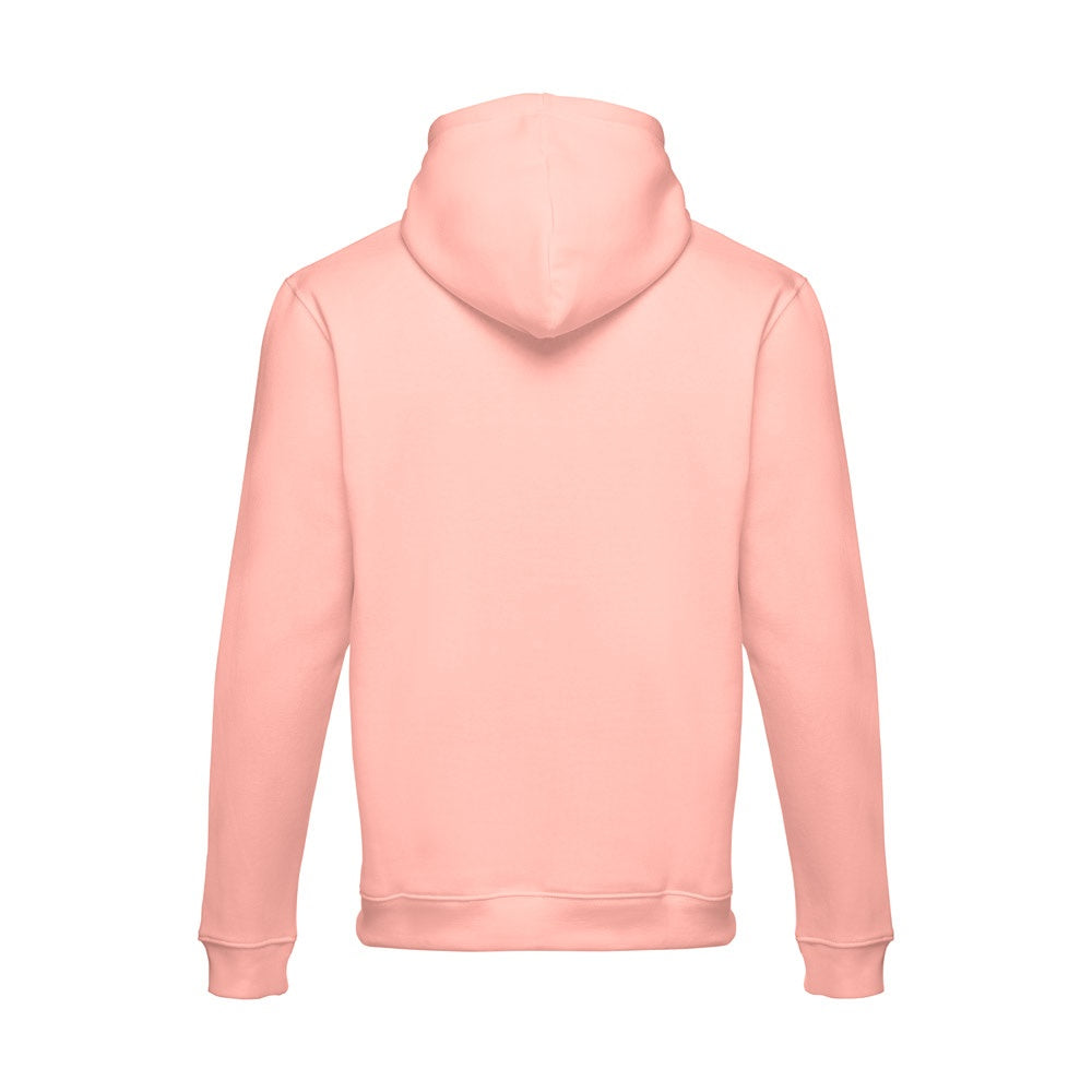 THC MOSCOW promotional sweatshirt in salmon (detail view) with custom logo branding