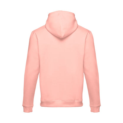 THC MOSCOW promotional sweatshirt in salmon (detail view) with custom logo branding