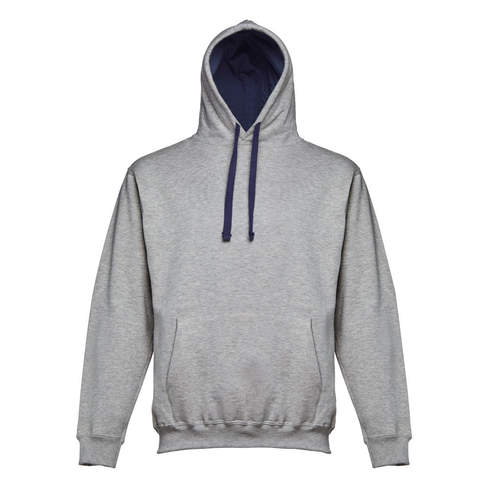 THC MOSCOW promotional sweatshirt in heather light grey (detail view) with custom logo branding