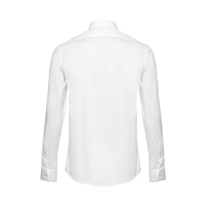 THC PARIS WH promotional corporate shirt in white (detail view) with custom logo branding