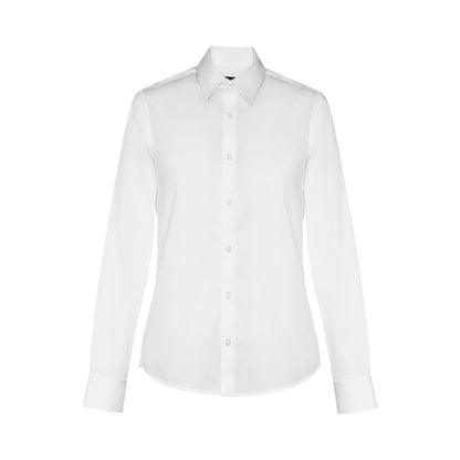 THC PARIS WOMEN WH promotional corporate shirt in white (detail view) with custom logo branding