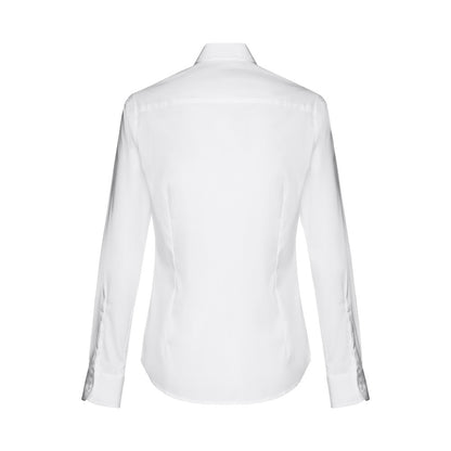 THC PARIS WOMEN WH promotional corporate shirt in white (detail view) with custom logo branding