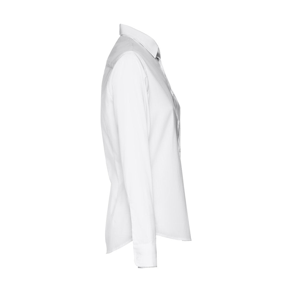 THC PARIS WOMEN WH promotional corporate shirt in white (detail view) with custom logo branding