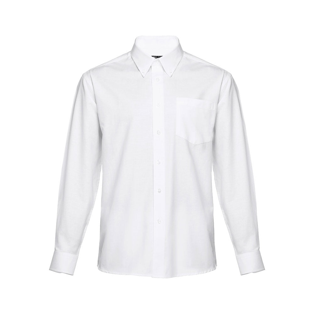 THC TOKYO WH promotional corporate shirt in white (detail view) with custom logo branding