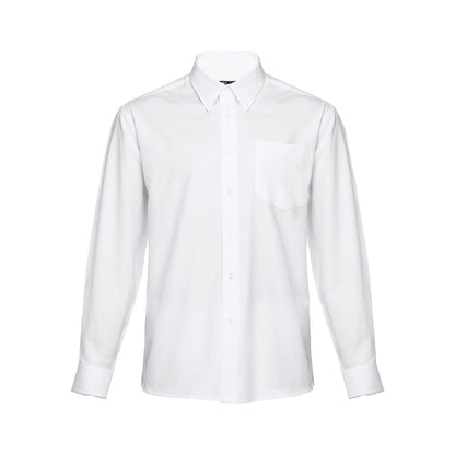 THC TOKYO WH promotional corporate shirt in white (detail view) with custom logo branding