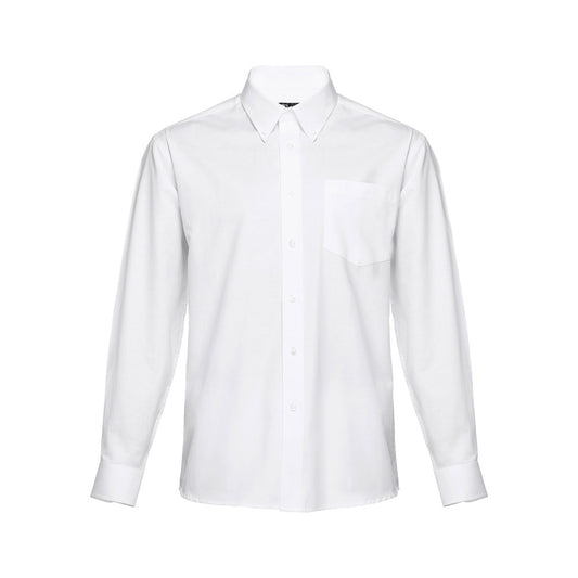 THC TOKYO WH promotional corporate shirt in white (detail view) with custom logo branding