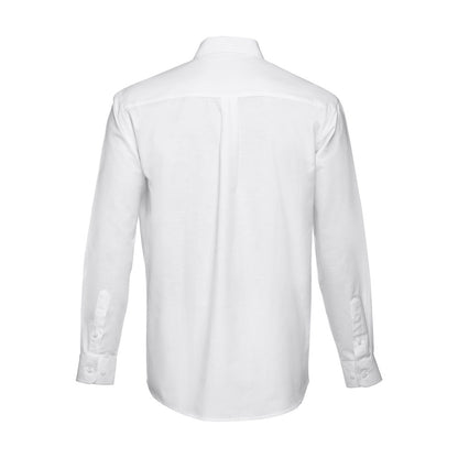 THC TOKYO WH promotional corporate shirt in white (detail view) with custom logo branding