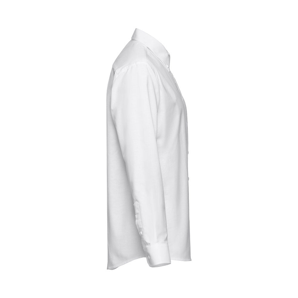 THC TOKYO WH promotional corporate shirt in white (detail view) with custom logo branding
