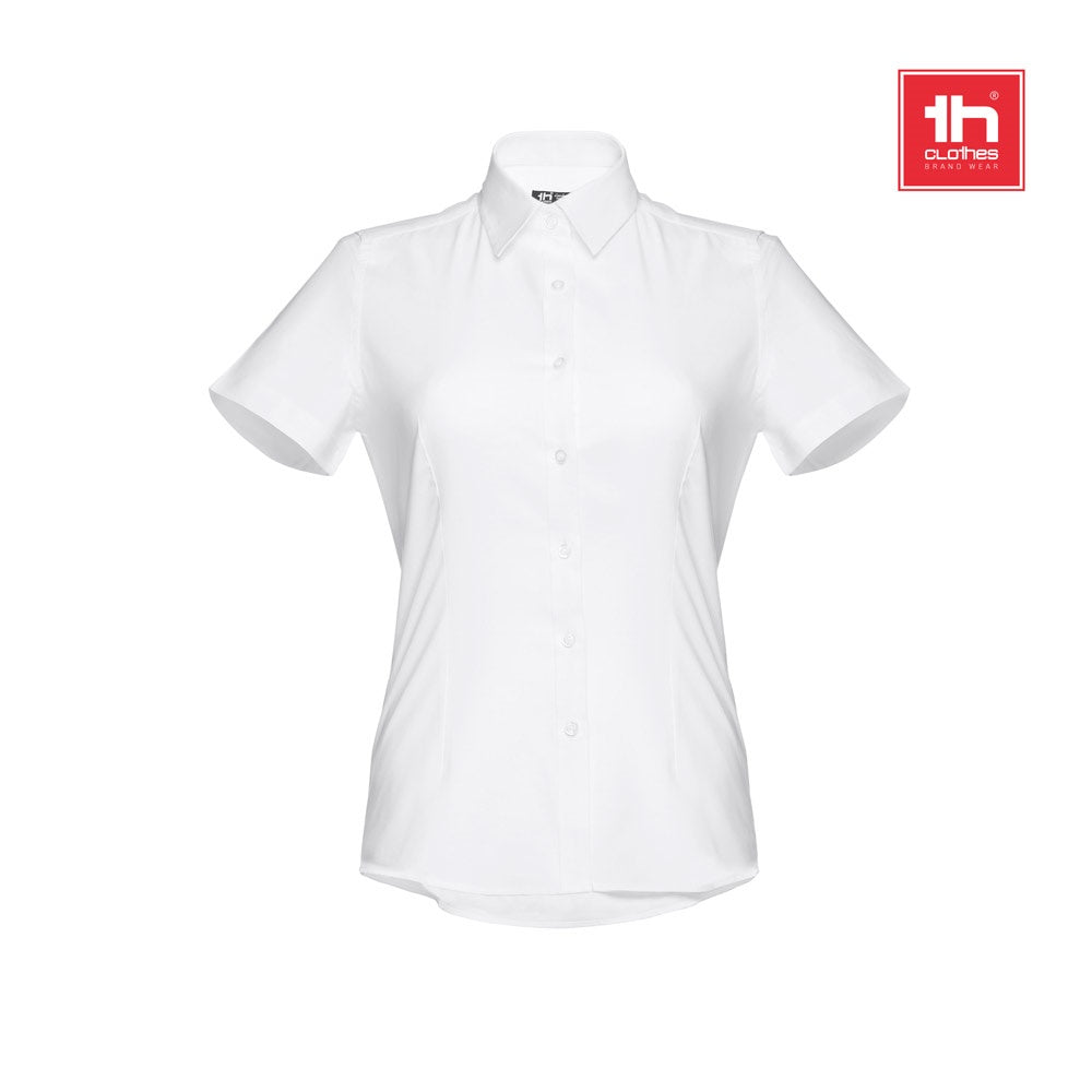 THC LONDON WOMEN WH promotional corporate shirt (complete set view) with custom logo branding