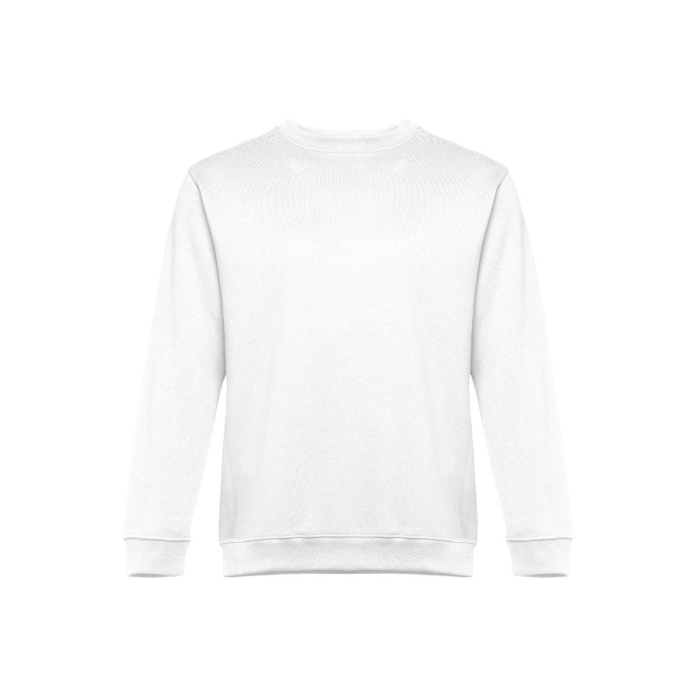 THC DELTA WH promotional sweatshirt in white (detail view) with custom logo branding