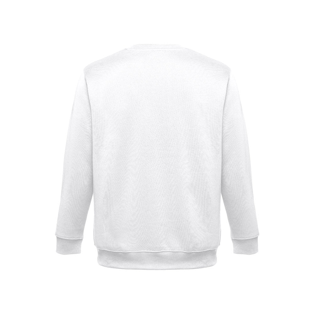 THC DELTA WH promotional sweatshirt in white (detail view) with custom logo branding