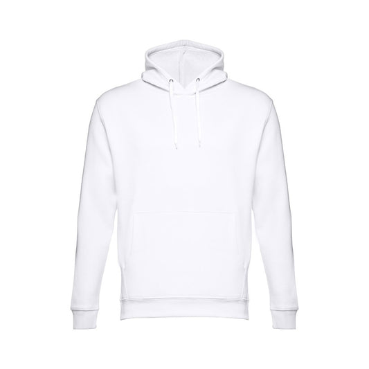 THC PHOENIX WH promotional hoodie in white (detail view) with custom logo branding