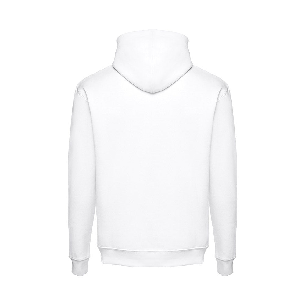 THC PHOENIX WH promotional hoodie in white (detail view) with custom logo branding