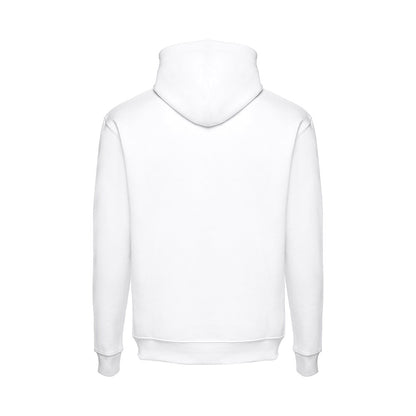 THC PHOENIX WH promotional hoodie in white (detail view) with custom logo branding