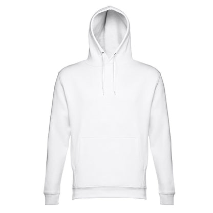 THC PHOENIX WH promotional hoodie in white (detail view) with custom logo branding