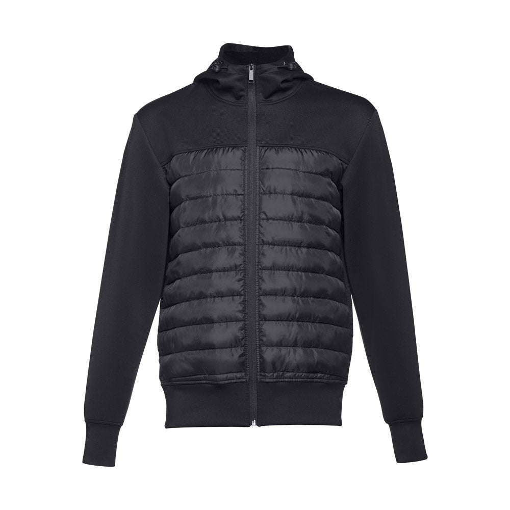 THC SKOPJE promotional jacket in black (detail view) with custom logo branding