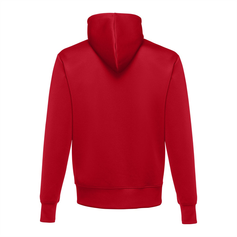 THC SKOPJE promotional jacket in red (detail view) with custom logo branding