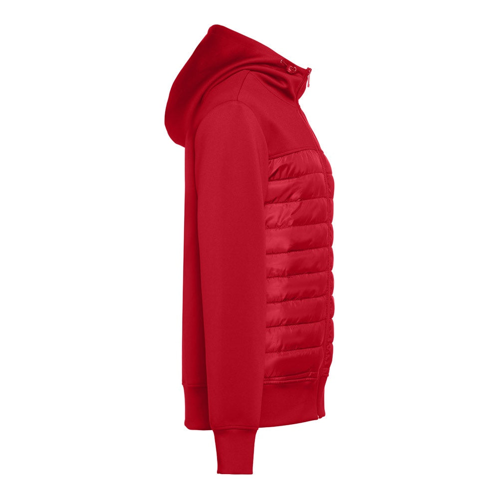THC SKOPJE promotional jacket in red (detail view) with custom logo branding