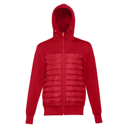 THC SKOPJE promotional jacket in red (detail view) with custom logo branding