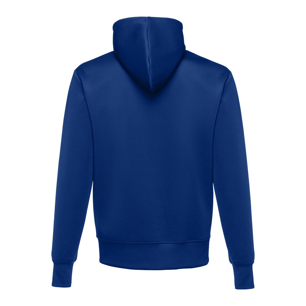 THC SKOPJE promotional jacket in royal blue (detail view) with custom logo branding