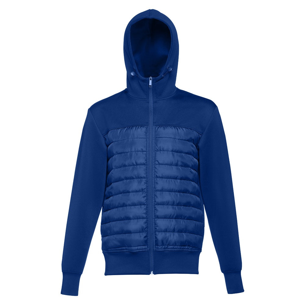 THC SKOPJE promotional jacket in royal blue (detail view) with custom logo branding