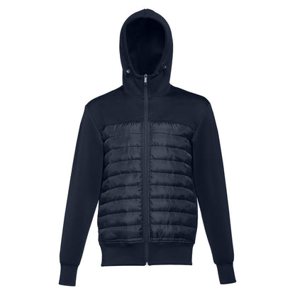 THC SKOPJE promotional jacket in navy blue (detail view) with custom logo branding