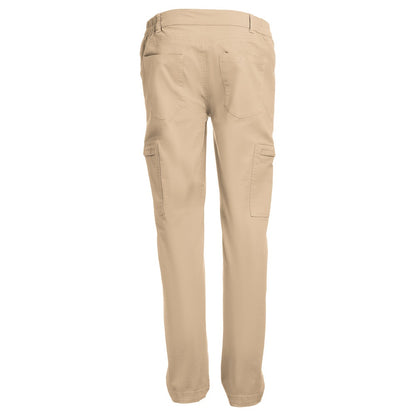 THC TALLINN promotional workwear garment in light brown (detail view) with custom logo branding