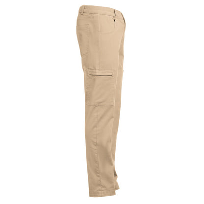 THC TALLINN promotional workwear garment in light brown (detail view) with custom logo branding