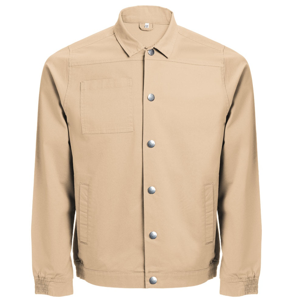 THC BRATISLAVA promotional jacket in light brown (detail view) with custom logo branding