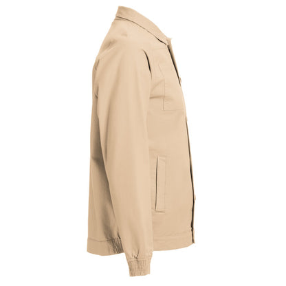 THC BRATISLAVA promotional jacket in light brown (detail view) with custom logo branding