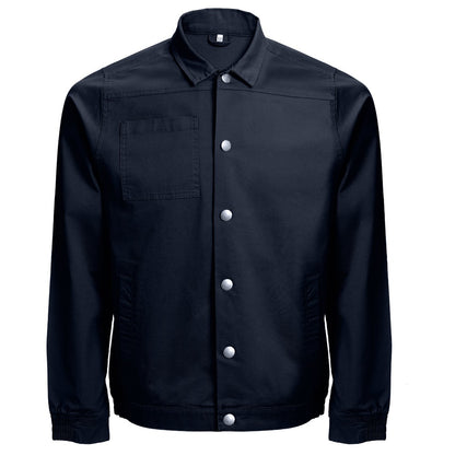 THC BRATISLAVA promotional jacket in navy blue (detail view) with custom logo branding