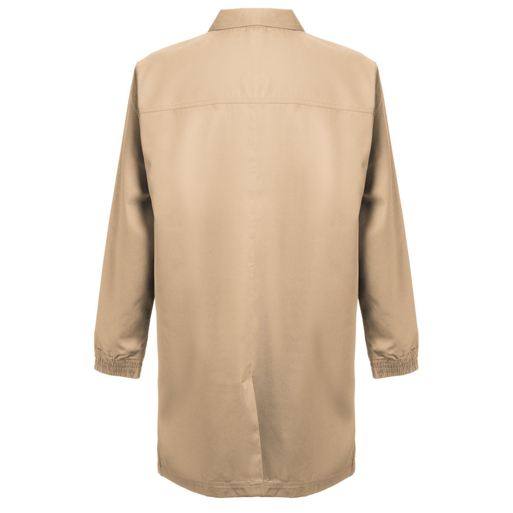 THC MINSK promotional workwear garment in light brown (detail view) with custom logo branding