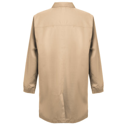 THC MINSK promotional workwear garment in light brown (detail view) with custom logo branding