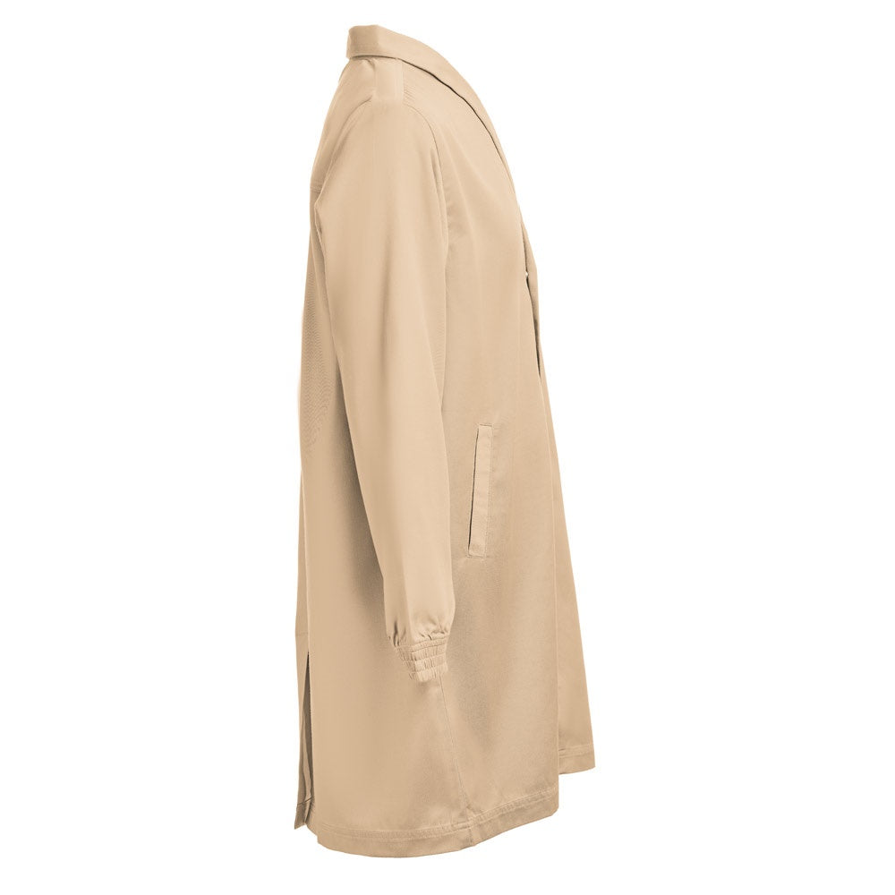 THC MINSK promotional workwear garment in light brown (detail view) with custom logo branding