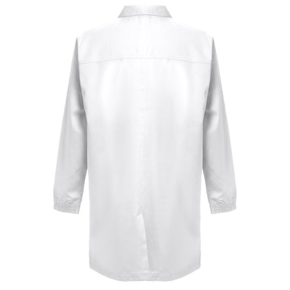 THC MINSK WH promotional workwear garment in white (detail view) with custom logo branding