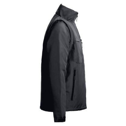THC ASTANA promotional jacket in black (detail view) with custom logo branding