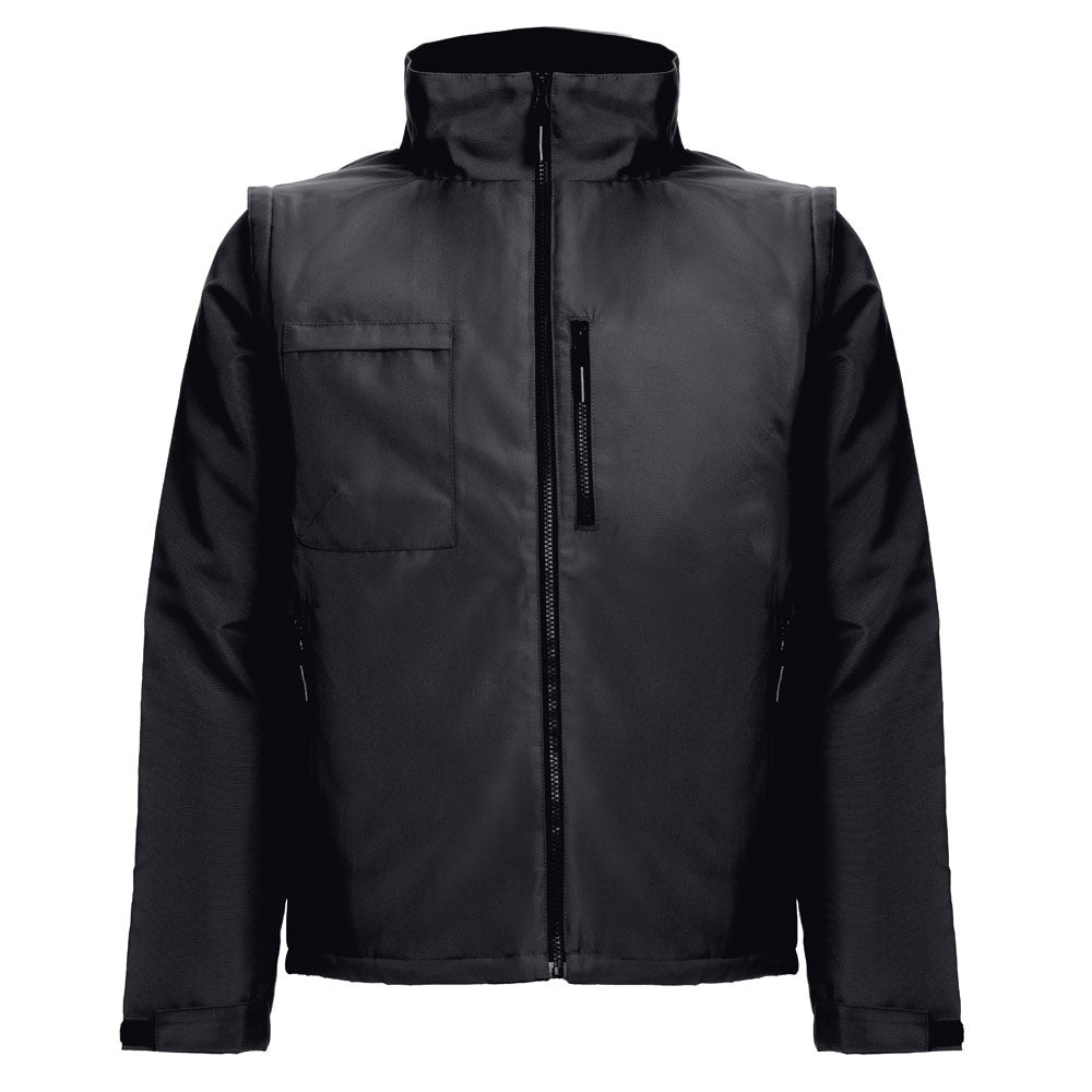 THC ASTANA promotional jacket in black with custom logo branding