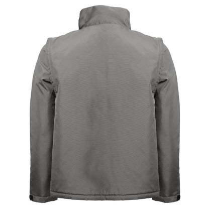 THC ASTANA promotional jacket in grey (detail view) with custom logo branding