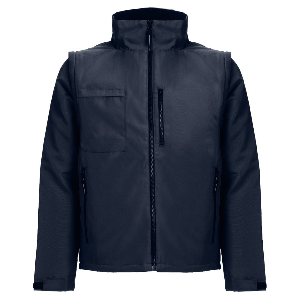 THC ASTANA promotional jacket in navy blue with custom logo branding