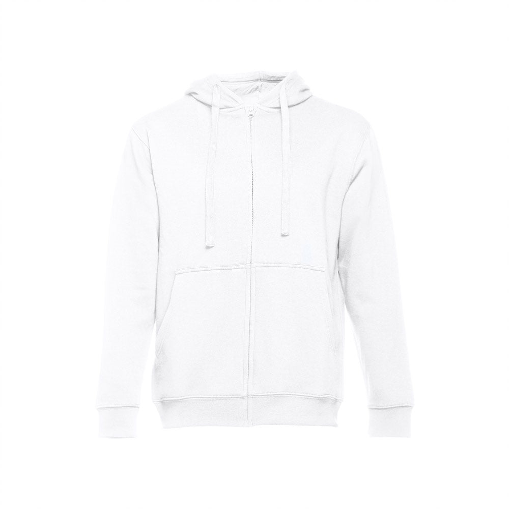 THC AMSTERDAM WH promotional hoodie in white with custom logo branding