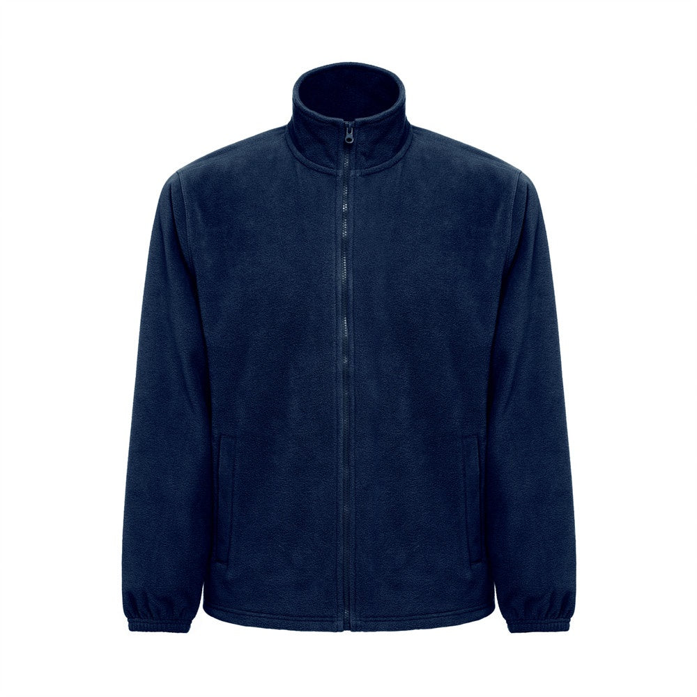 THC GAMA promotional jacket in blue (detail view) with custom logo branding