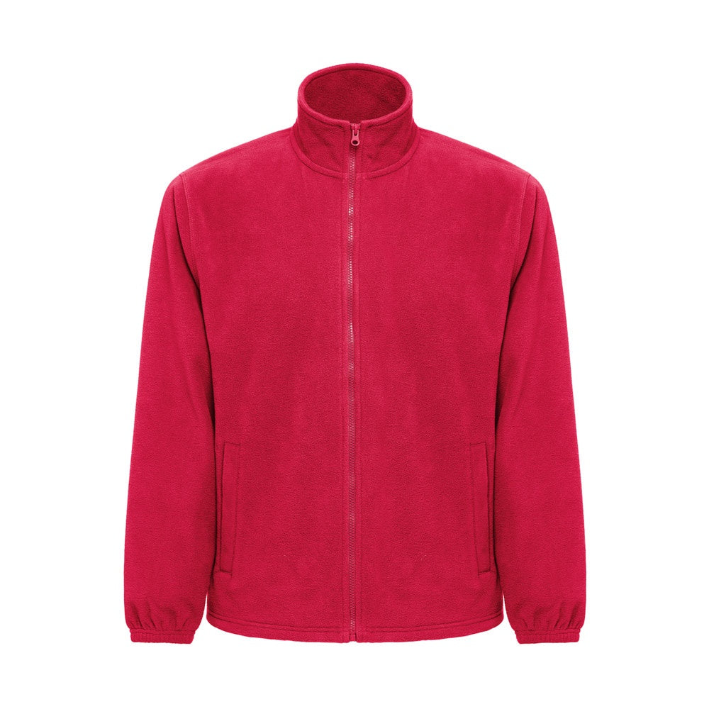 THC GAMA promotional jacket in red (detail view) with custom logo branding