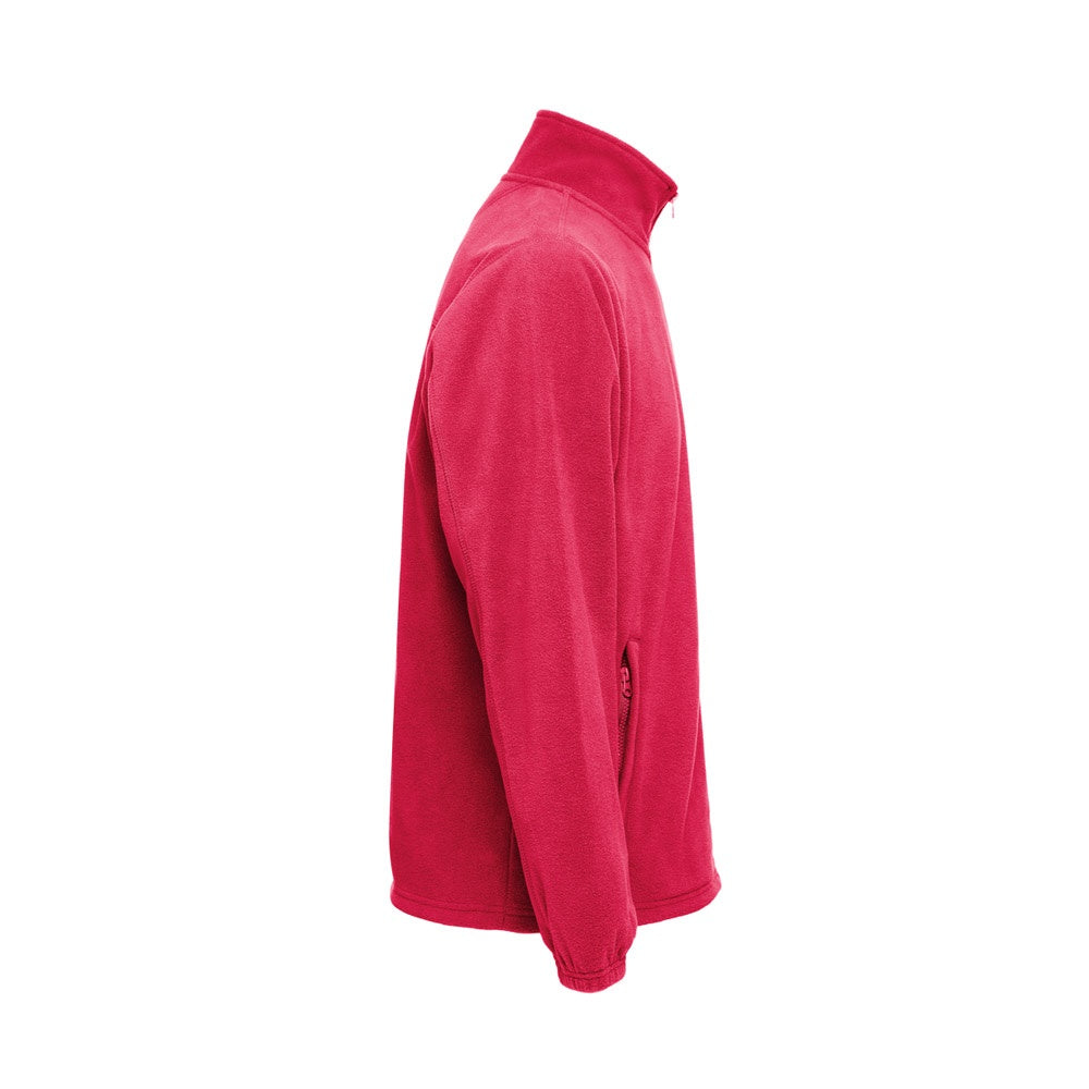THC GAMA promotional jacket in red (detail view) with custom logo branding