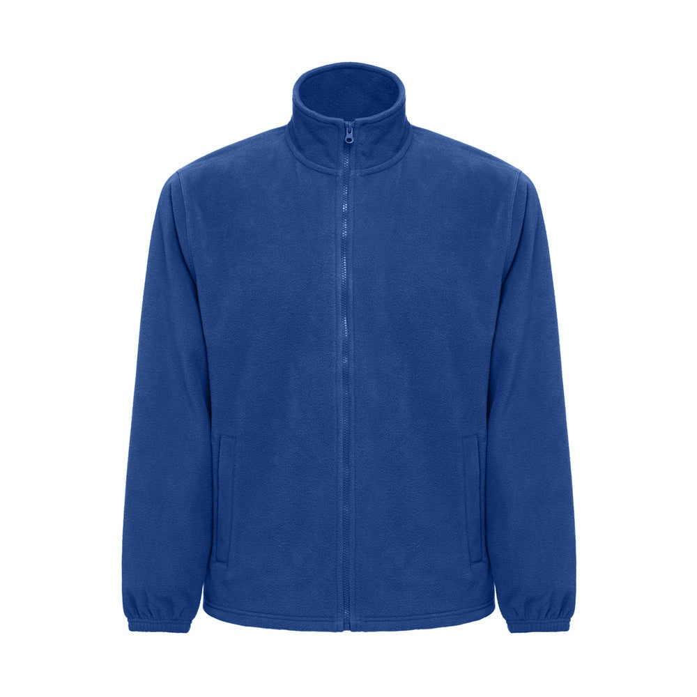 THC GAMA promotional jacket in royal blue (detail view) with custom logo branding