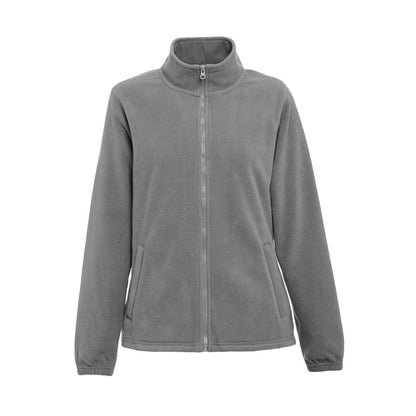 THC GAMA WOMEN promotional jacket in grey (detail view) with custom logo branding