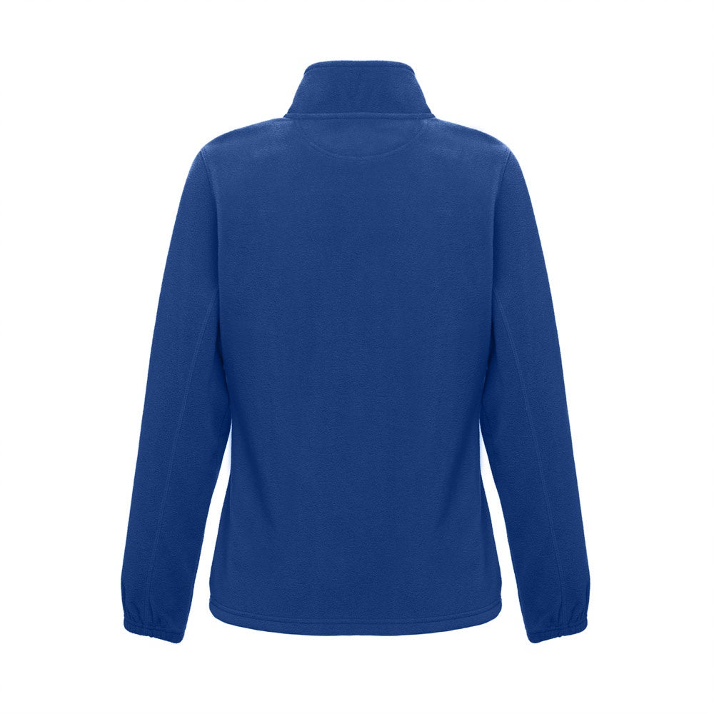 THC GAMA WOMEN promotional jacket in royal blue (detail view) with custom logo branding