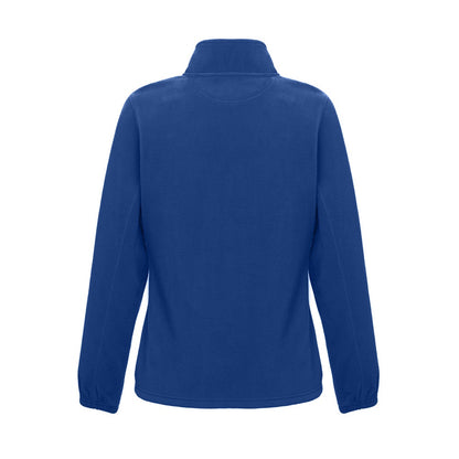 THC GAMA WOMEN promotional jacket in royal blue (detail view) with custom logo branding