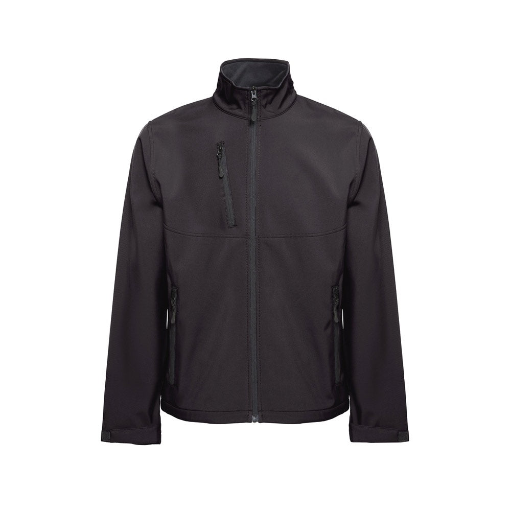 THC EANES promotional jacket in black (detail view) with custom logo branding
