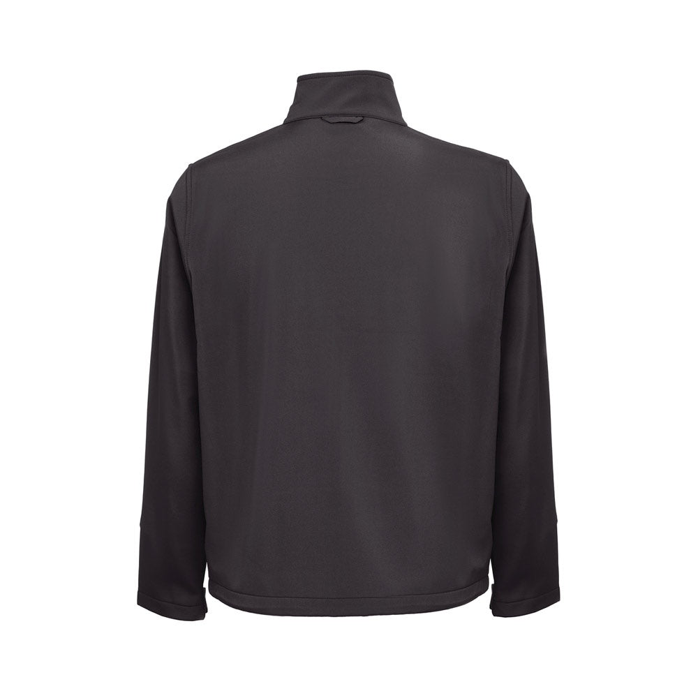 THC EANES promotional jacket in black (detail view) with custom logo branding