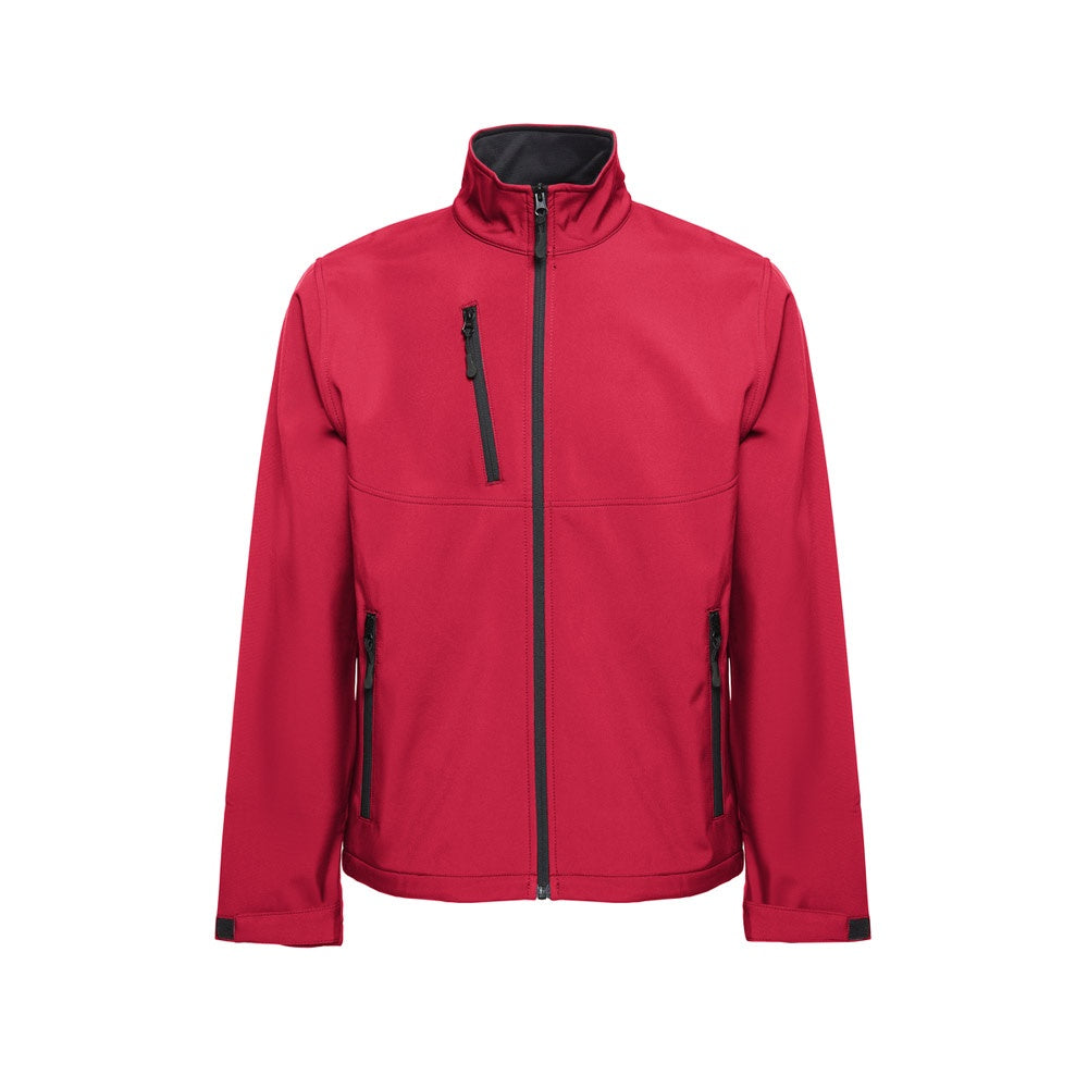THC EANES promotional jacket in red with custom logo branding